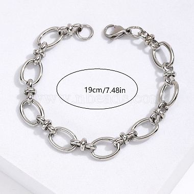 Bracelet à maillons ovales en acier inoxydable anti-ternissement(KM2112-2)-3