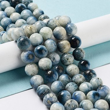 Brins de perles de pierre de glacierite de glace bleue naturelle(G-G078-A01-03)-2