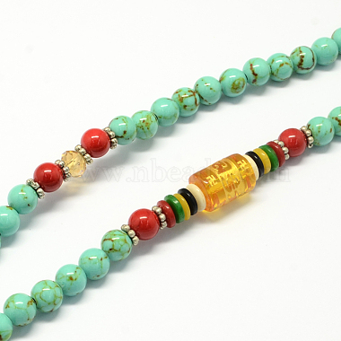 4-Loop Wrap Buddha Meditation Yellow Jade Beaded Bracelets(BJEW-R039-07)-2