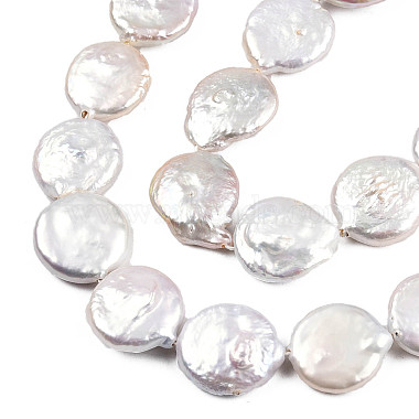 Flat Round Natural Baroque Pearl Keshi Pearl Beads Strands(PEAR-R015-16)-2