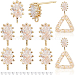 10Pcs Brass Clear Cubic Zirconia Stud Earring Findings, with Vertical Loops and 30Pcs Plastic Ear Nuts, Oval, Real 18K Gold Plated, 10x6mm, Hole: 1.2mm, Pin: 0.7mm(KK-BC0008-76)