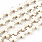 Synthetic Turquoise Beads Strands, Dyed, Cross, Beige, 10x8x3mm, Hole: 1mm, about 38pcs/strand, 15 inch(X-TURQ-G112-8x10mm-06)