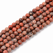 Natural American Turquoise Beads Strands, Dyed & Heated, Round, Coral, 4mm, Hole: 0.8mm, about 84~88pcs/strand, 15 inch(38cm)(G-S369-001A-B02)