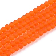 Transparent Glass Beads Strands, Faceted, Frosted, Rondelle, Dark Orange, 3.5~3.8mm, Hole: 1mm, about 113~115pcs/strand, 32.5~33cm(EGLA-A044-T3mm-MD25)