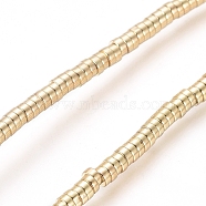 Electroplated Non-magnetic Synthetic Hematite Beads Strands, Heishi Beads, Disc/Flat Round, Golden Plated, 2x1mm, Hole: 0.7mm, about 426pcs/Strand, 16.54 inch(42cm)(X-G-G826-09G-2mm)