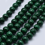 Natural Malachite Beads Strands, Grade AA, Round, 6mm, Hole: 0.7mm, about 63pcs/strand, 15.5 inch(39.5cm)(G-F571-27AA2-6mm)