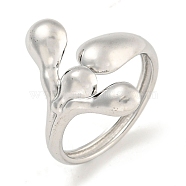 Non-Tarnish 304 Stainless Steel Leaf Open Cuff Ring for Women, Stainless Steel Color, 19mm, Inner Diameter: 17mm(RJEW-A043-13P)