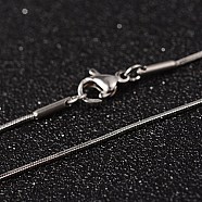 304 Stainless Steel Snake Chain Necklaces, with Lobster Claw Clasps, Stainless Steel Color, 15.7 inch(40cm), 0.8mm(NJEW-O096-16)