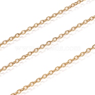 Ion Plating(IP) 304 Stainless Steel Cable Chains, with Spool, Flat Oval, for Jewelry Making, Soldered, Golden, 2x1.5x0.4mm, about 65.61 Feet(20m)/roll(CHS-H017-01G-20M)
