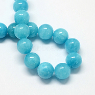 Natural Dyed Yellow Jade Gemstone Bead Strands, Round, Dodger Blue, 6mm, Hole: 1mm, about 66pcs/strand, 15.7 inch(G-R271-6mm-Y05)