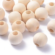 Natural Unfinished Wood Beads, Macrame Beads, Round Wooden Large Hole Beads for Craft Making, Antique White, 24~25x21~22.5mm, Hole: 9~10mm(WOOD-Q038-25mm)