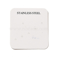 Paper Display Card with Word Stainless Steel, Used For Earrings, Square, White, 5.5x5x0.05cm(CDIS-L009-08)