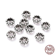 925 Sterling Silver Spacer Beads, Ring with Flower, Antique Silver, 6x3mm, Hole: 3.3mm(FIND-M004-01AS)
