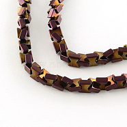 Electroplate Non-magnetic Synthetic Hematite Bead Strands, Purple Plated, 4x4x2mm, Hole: 0.5mm, about 141pcs/strand, 15.3 inch(G-S203-06A)