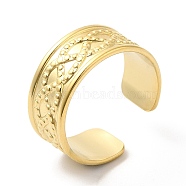 304 Stainless Steel Twist Rope Pattern Open Cuff Ring for Women, Real 14K Gold Plated, Inner Diameter: 19mm(RJEW-I098-15G)