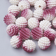 Imitation Pearl Acrylic Beads, Berry Beads, Combined Beads, Rainbow Gradient Mermaid Pearl Beads, Round, Cerise, 10mm, Hole: 1mm, about 200pcs/bag(OACR-T004-10mm-09)