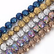 Electroplate Non-magnetic Synthetic Hematite Beads Strands, Flower, Mixed Color, 8x5mm, Hole: 1mm, about 50pcs/strand, 15.7 inch(G-Q486-67)