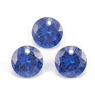 Cubic Zirconia Charms, Faceted, Flat Round, Blue, 4x2mm, Hole: 0.7mm(X-ZIRC-N033-C-07)