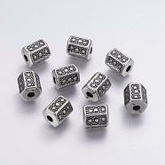 CCB Plastic Beads, Hexagon, Antique Silver, 10~11x12mm, Hole: 3.5mm(CCB-G006-150AS)