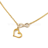 Iron & Alloy Pendant Necklaces, 304 Stainless Steel Cable Chains, Heart & Infinity, Golden, 17.52 inch(44.5cm)(NJEW-JN04880)