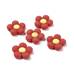 Opaque Resin Cabochons, FireBrick, Flower Pattern, 20.5x20x5.8mm(RESI-I037-05A)