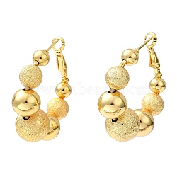 Rack Plating Brass Round Beaded Hoop Earrings, Lead Free & Cadmium Free, Long-Lasting Plated, Real 18K Gold Plated, 38x35x12mm(EJEW-Z019-02A-G)