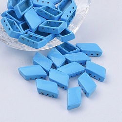 Spray Painted Alloy Multi-Strand Links, For Tile Elastic Bracelets Making, Rhombus, Sky Blue, 14x8x4.8mm, Hole: 0.8mm(PALLOY-G268-E-049)