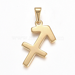 304 Stainless Steel Pendants, Constellation/Zodiac Sign, Golden, Sagittarius, 34.5x19x1.5mm, Hole: 9.5x4.5mm(STAS-L210-06J-G)