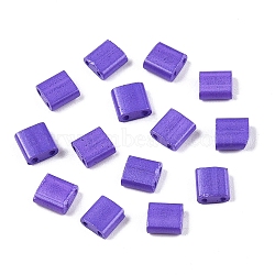 2-Hole Baking Paint Glass Seed Beads, Rectangle, Blue Violet, 5x4.5~5.5x2~2.5mm, Hole: 0.5~0.8mm(SEED-S023-17C-24)