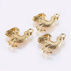 Alloy Pendants, Real 18K Gold Plated, Chicken, Golden, 20x15x3mm, Hole: 2mm(X-PALLOY-F204-16G)