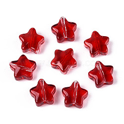 Imitation Jade Glass Beads, Star, FireBrick, 8x8x4mm, Hole: 0.9~1mm, about 1950~2000pcs/bag(GLAA-T025-30H)