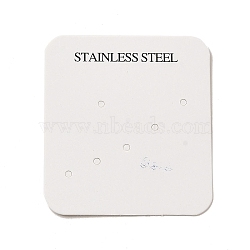 Paper Display Card with Word Stainless Steel, Used For Earrings, Square, White, 5.5x5x0.05cm(CDIS-L009-08)