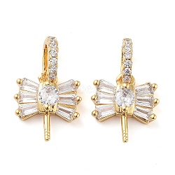 Rack Plating Brass Micro Pave Clear Cubic Zirconia Pendants, Long-Lasting Plated, Cadmium Free & Lead Free, Dragonfly, Real 18K Gold Plated, 19x12x4.5mm, Hole: 3x5mm(KK-M280-14G)
