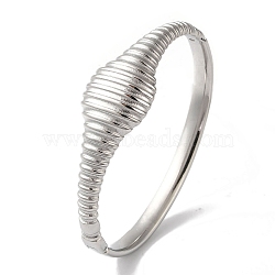 Non-Tarnish 304 Stainless Steel Grooved Hinged Bangles for Women, Stainless Steel Color, Inner Diameter: 2-3/8x2 inch(6X5.05cm), 18.5mm(BJEW-I315-16P)