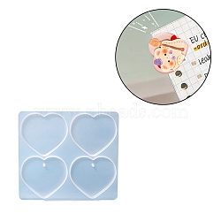 DIY Ornaments for Clips Silicone Molds, Resin Casting Molds, for UV Resin & Epoxy Resin Jewelry Craft Making, Heart Pattern, 101x110x6mm, Hole: 2.5mm, Inner Diameter: 45x49x5.5mm(X-DIY-C061-01F)