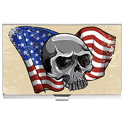 Stainless Steel Credit Card Case Holders, Business Name Card Box, Rectangle, Skull Pattern, 93x58x7mm(OFST-WH0004-004)