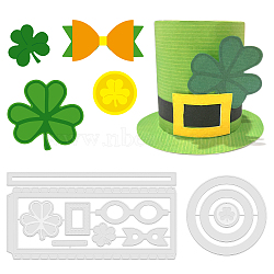 2Pcs 2 Styles Saint Patrick's Day  Carbon Steel Cutting Dies Stencils, for DIY Scrapbooking, Photo Album, Decorative Embossing Paper Card, Stainless Steel Color, Leprechaun Top Hat, Mixed Patterns, 9.1~9.3x9.1~19.3x0.08cm, 1pc/style(DIY-WH0309-743)
