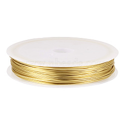 Copper Jewelry Wire, Round, Gold, 21 Gauge, 0.7mm, about 42.65 Feet(13m)/Roll(CWIR-TAC0002-02E-02)