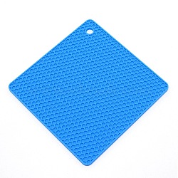 Square Silicone Hot Pads Heat Resistant, with Honeycomb Pattern, for Hot Dishes Heat Insulation Pad Kitchen Tool, Dodger Blue, 244x244x5.5mm, Hole: 12mm(AJEW-WH0230-65B)