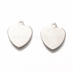 304 Stainless Steel Charms, Laser Cut, Heart, Stainless Steel Color, 9.7x9.5x1mm, Hole: 1.4mm(STAS-I176-17P)