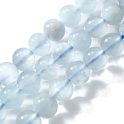 Natural Aquamarine Beads Strands, Round, 6mm, Hole: 0.5mm, about 67pcs/strand(G-N0319-D-01)