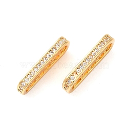 Brass Micro Pave Cubic Zirconia Multi-Strand Links, Rectangle Connector, Spacer Bars, Real 18K Gold Plated, 17x2x6mm, Hole: 1mm(KK-P239-02B-G)