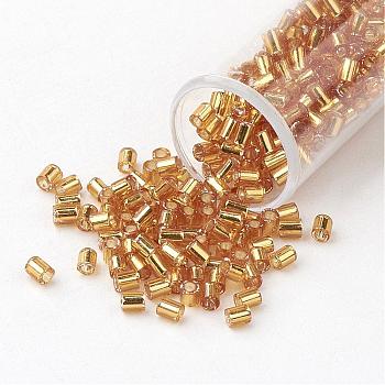 TOHO Japanese Seed Beads, Transparent Glass Bugle Beads, Round Hole, (22C) Silver Lined Topaz, 2x1.7~1.8mm, Hole: 1mm, about 6650pcs/bag, 100g/bag