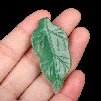 Natural Green Aventurine Carved Healing Leaf Stone, Reiki Energy Stone Display Decorations, for Home Feng Shui Ornament, 47x20~25x6mm