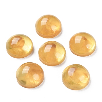 Translucent Resin Cabochons, Half Round/Dome, Goldenrod, 19x9.5mm