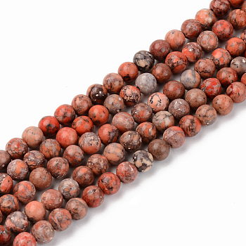 Natural American Turquoise Beads Strands, Dyed & Heated, Round, Coral, 4mm, Hole: 0.8mm, about 84~88pcs/strand, 15 inch(38cm)
