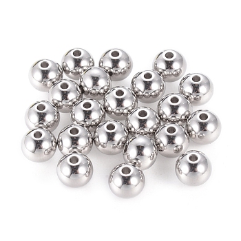 Tarnish Resistant 201 Stainless Steel Beads, Solid Round, Stainless Steel Color, 8mm, Hole: 1.5mm