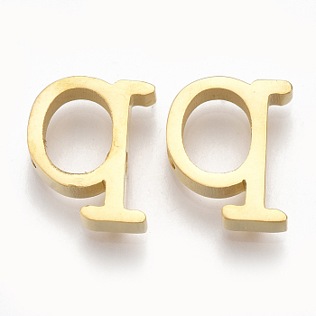 304 Stainless Steel Pendants, Golden, Letter, Letter.Q, 12x10x3mm, Hole: 1.8mm