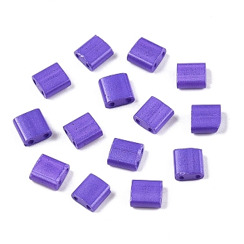 2-Hole Baking Paint Glass Seed Beads, Rectangle, Blue Violet, 5x4.5~5.5x2~2.5mm, Hole: 0.5~0.8mm