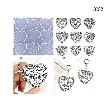 Food Grade Silicone Pendant Molds, Resin Casting Molds, for UV Resin, Epoxy Resin Craft Making, Heart with Flower, White, 200x217x7mm